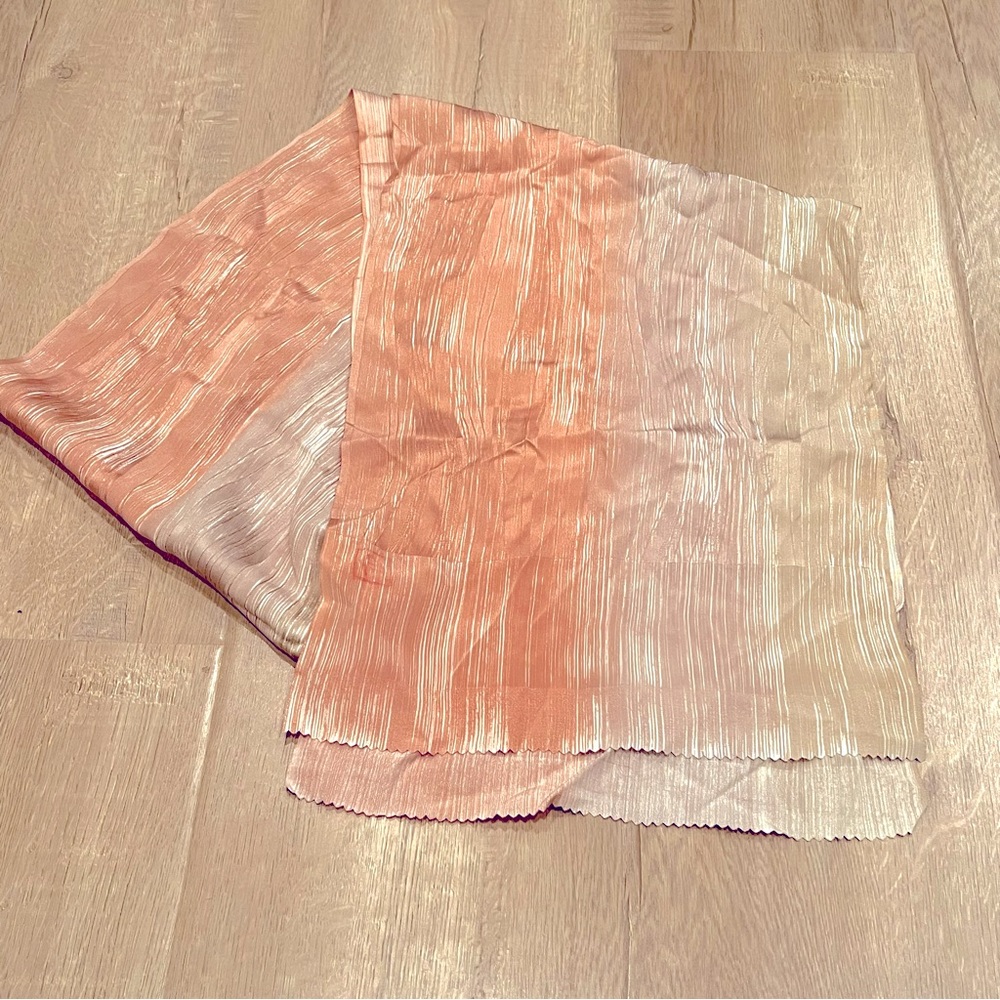 Japanese Stamped‎ Sheer Silk Scarf Wrap 12”x60”